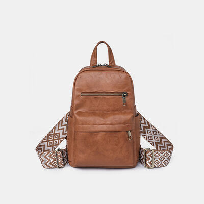 Medium PU Leather Backpack Caramel One Size 