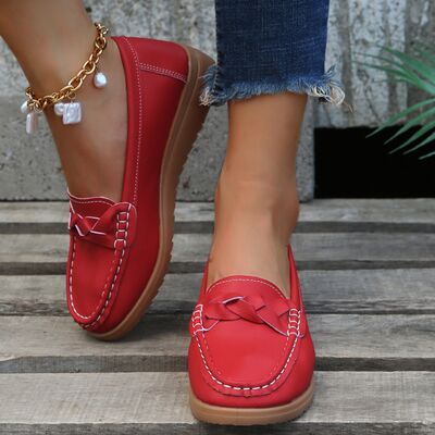 Weave Wedge Heeled Loafers Deep Red 35(US4) 