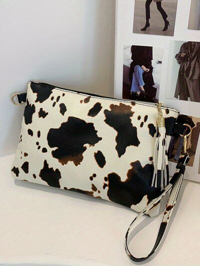 Printed Tassel PU Leather Wallet Cow Print One Size 